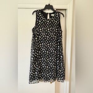 Calvin Klein Black and White Polka Dot Midi Dress